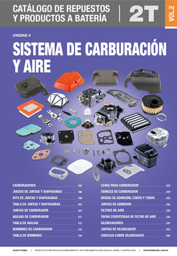 Catálogo Grupo Rumbo de repuestos y accesorios 2T y productos a batería - Unidad 4: Sistema de carburación y aire